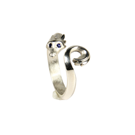 Silver with Blue Sapphire Eyes Dragonfly Ring-Jewelry-Michael Tatom-Sorrel Sky Gallery