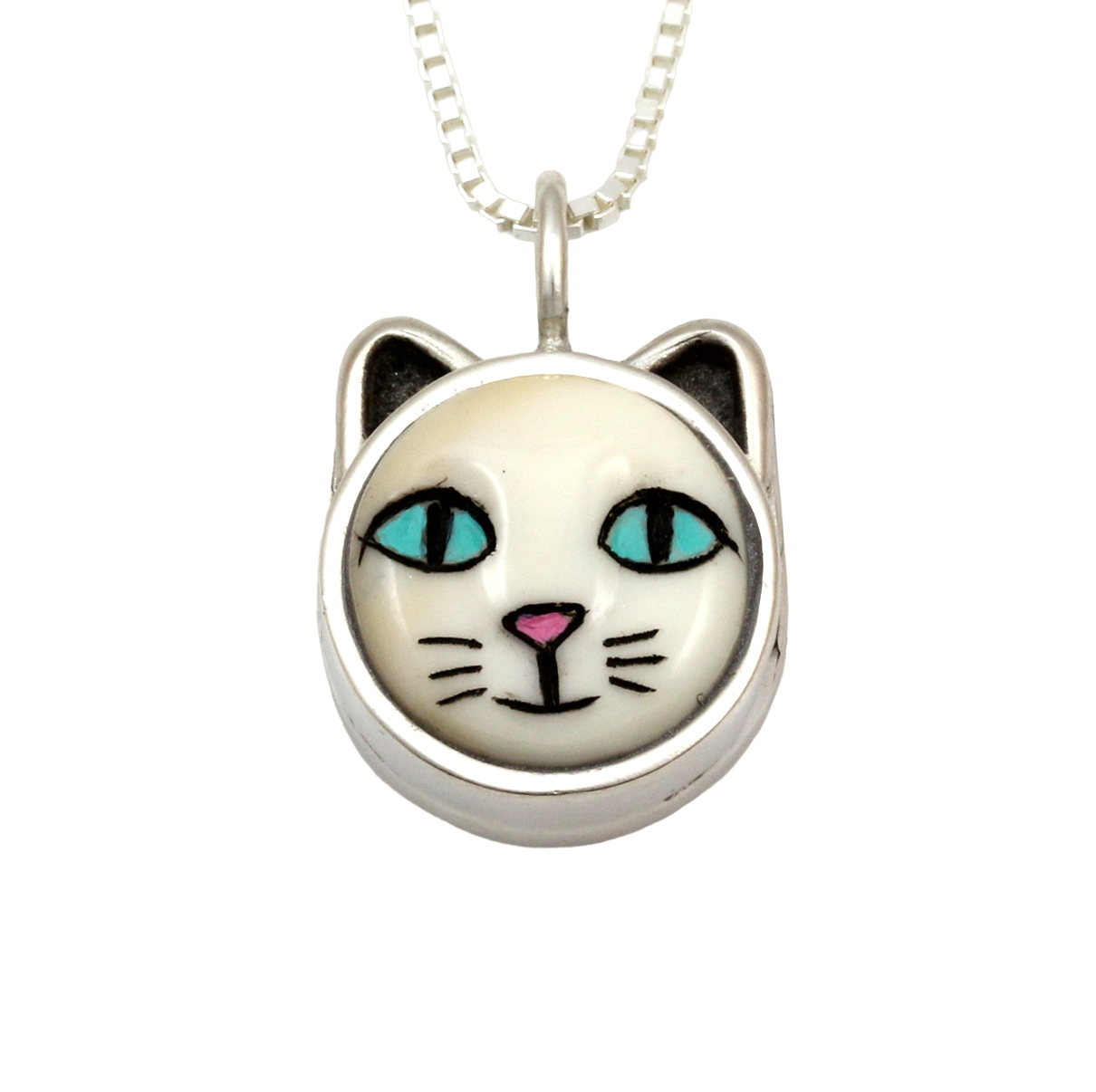 Cat With Blue Eyes Pendant-Jewelry-Michelle Tapia-Sorrel Sky Gallery