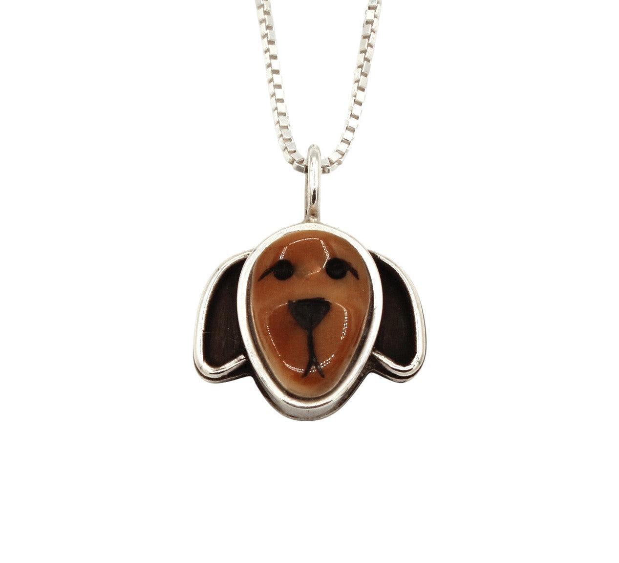 Floppy Dog Pendant (brown)-Jewelry-Michelle Tapia-Sorrel Sky Gallery