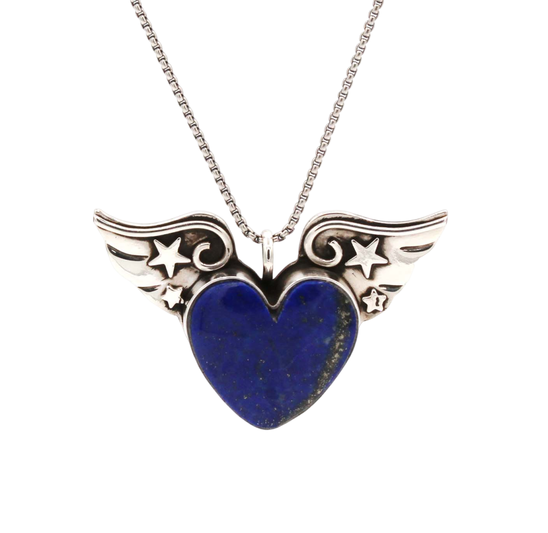 Lapis Winged Heart Pendant