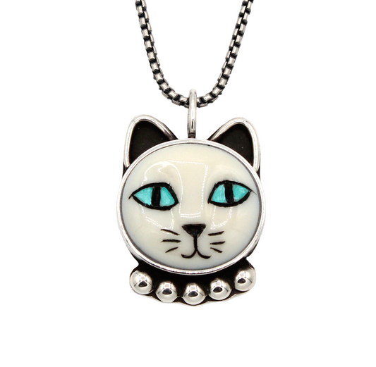 Medium Cat with Blue Eyes Pendant-Jewelry-Michelle Tapia-Sorrel Sky Gallery