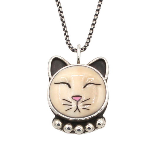 Medium Sleeping Cat with Collar Pendant-Jewelry-Michelle Tapia-Sorrel Sky Gallery