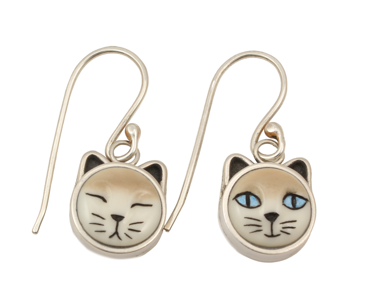 Sleeping/Awake Cat Dangle Earrings-Jewelry-Michelle Tapia-Sorrel Sky Gallery