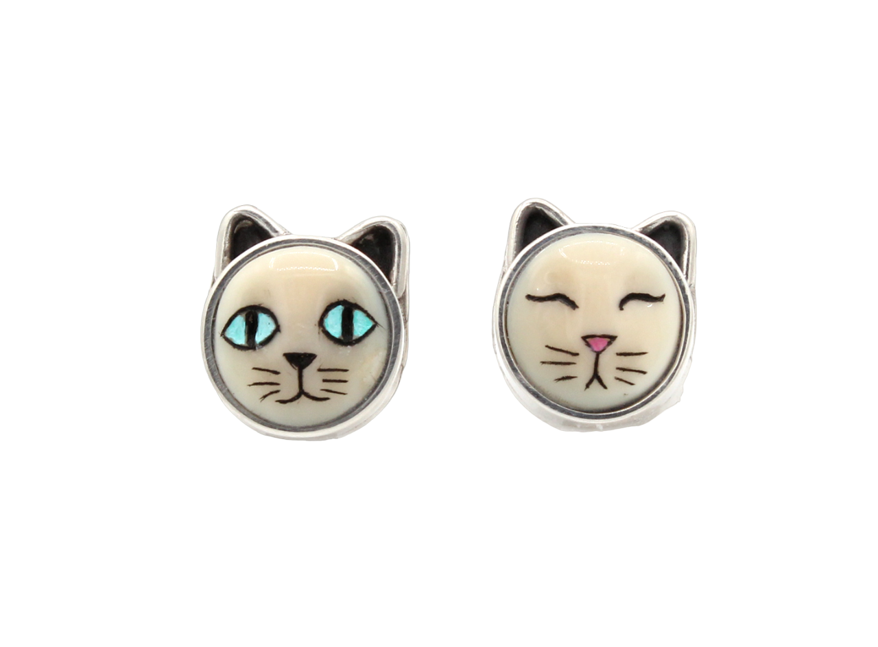 Sleeping/Awake Cat Post Earrings-Jewelry-Michelle Tapia-Sorrel Sky Gallery