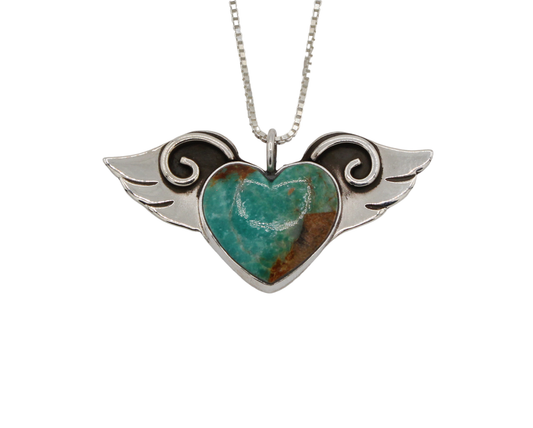 Turquoise Winged Heart Pendant-Jewelry-Michelle Tapia-Sorrel Sky Gallery