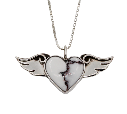 White Buffalo Winged Heart Pendant-Jewelry-Michelle Tapia-Sorrel Sky Gallery