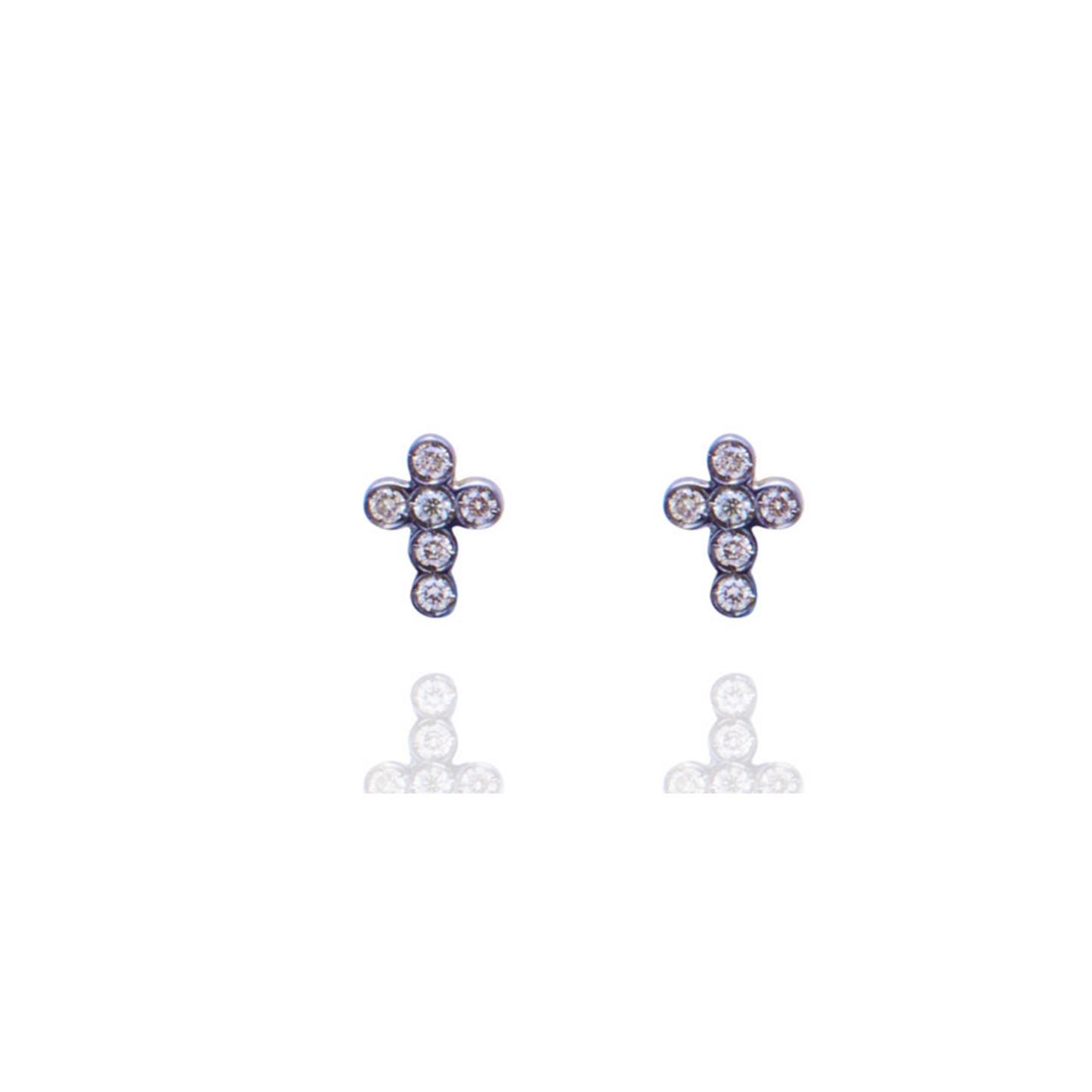 Champagne Diamond Cross Stud Earrings-Jewelry-Nayla Shami-Sorrel Sky Gallery