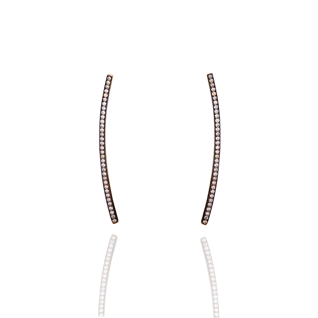 Champagne Diamond Long Curved Earrings-Jewelry-Nayla Shami-Sorrel Sky Gallery