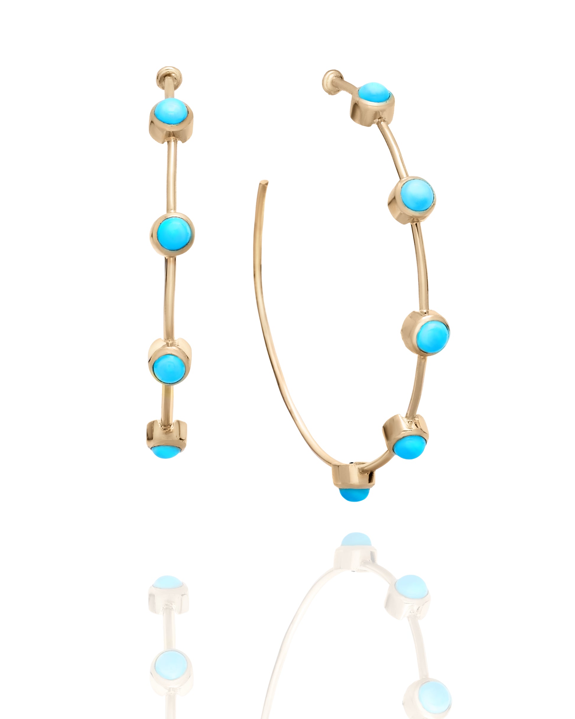 Turquoise Large Cabochon Hoop Earrings-Jewelry-Nayla Shami-Sorrel Sky Gallery