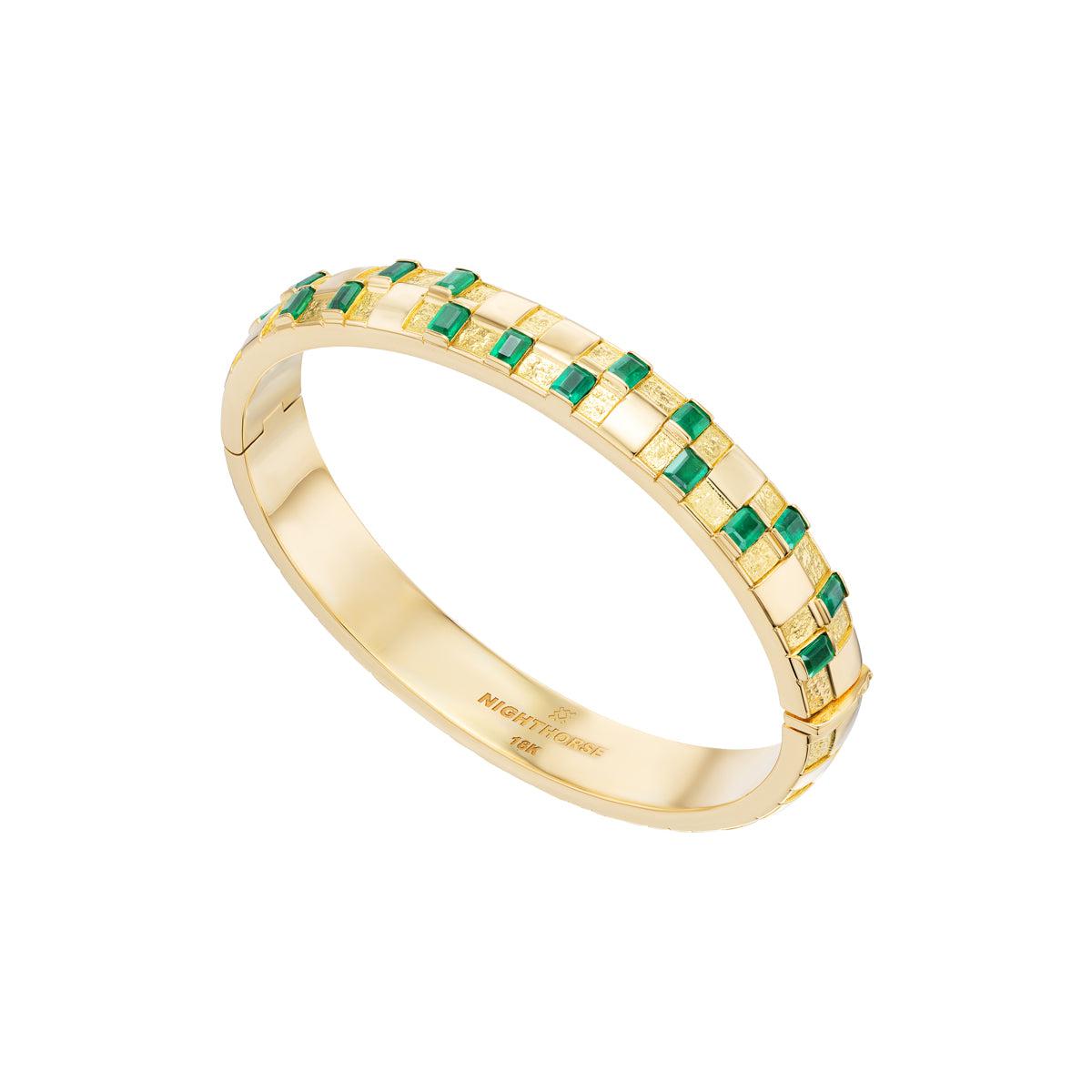 Basketweave Bangle Bracelet (Colored Stones)