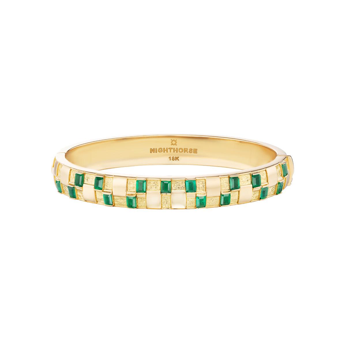 Basketweave Bangle Bracelet (Colored Stones)