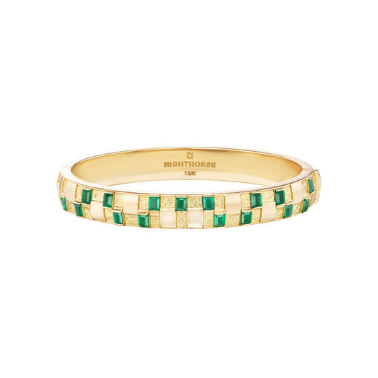 Basketweave Bangle Bracelet (Colored Stones)
