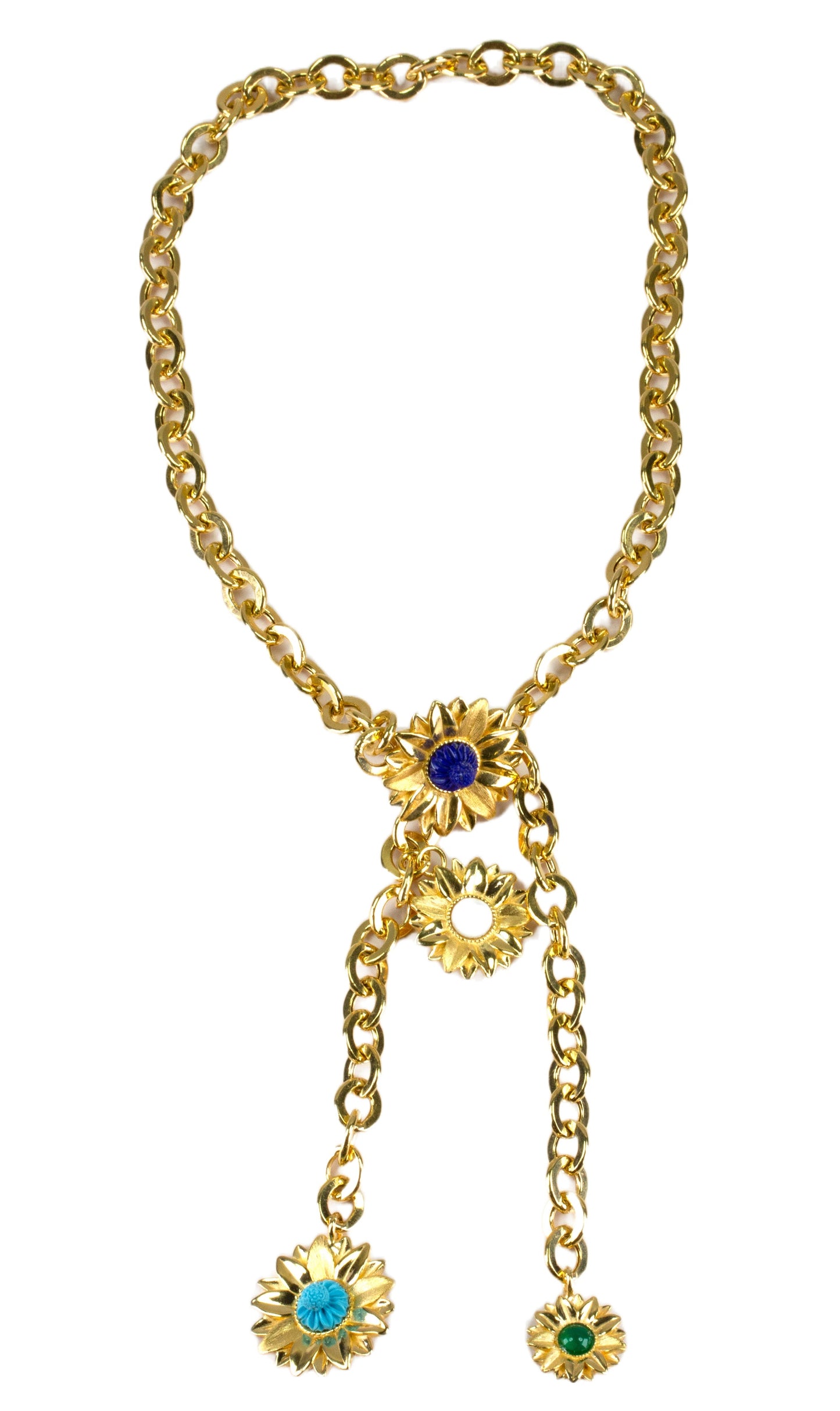 Cascade Sunflower Necklace with Lapis and Turquoise-Jewelry-Of Rare Origin-Sorrel Sky Gallery