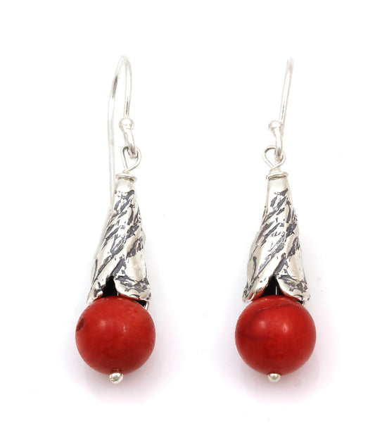 Antique Natural Mediterranean Coral Drop Earrings-Jewelry-Pam Springall-Sorrel Sky Gallery