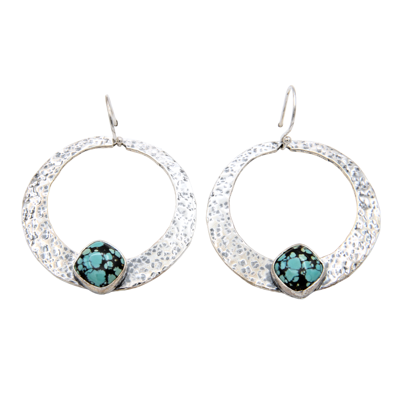 Chinese Turquoise Hoop Earrings-Jewelry-Pam Springall-Sorrel Sky Gallery