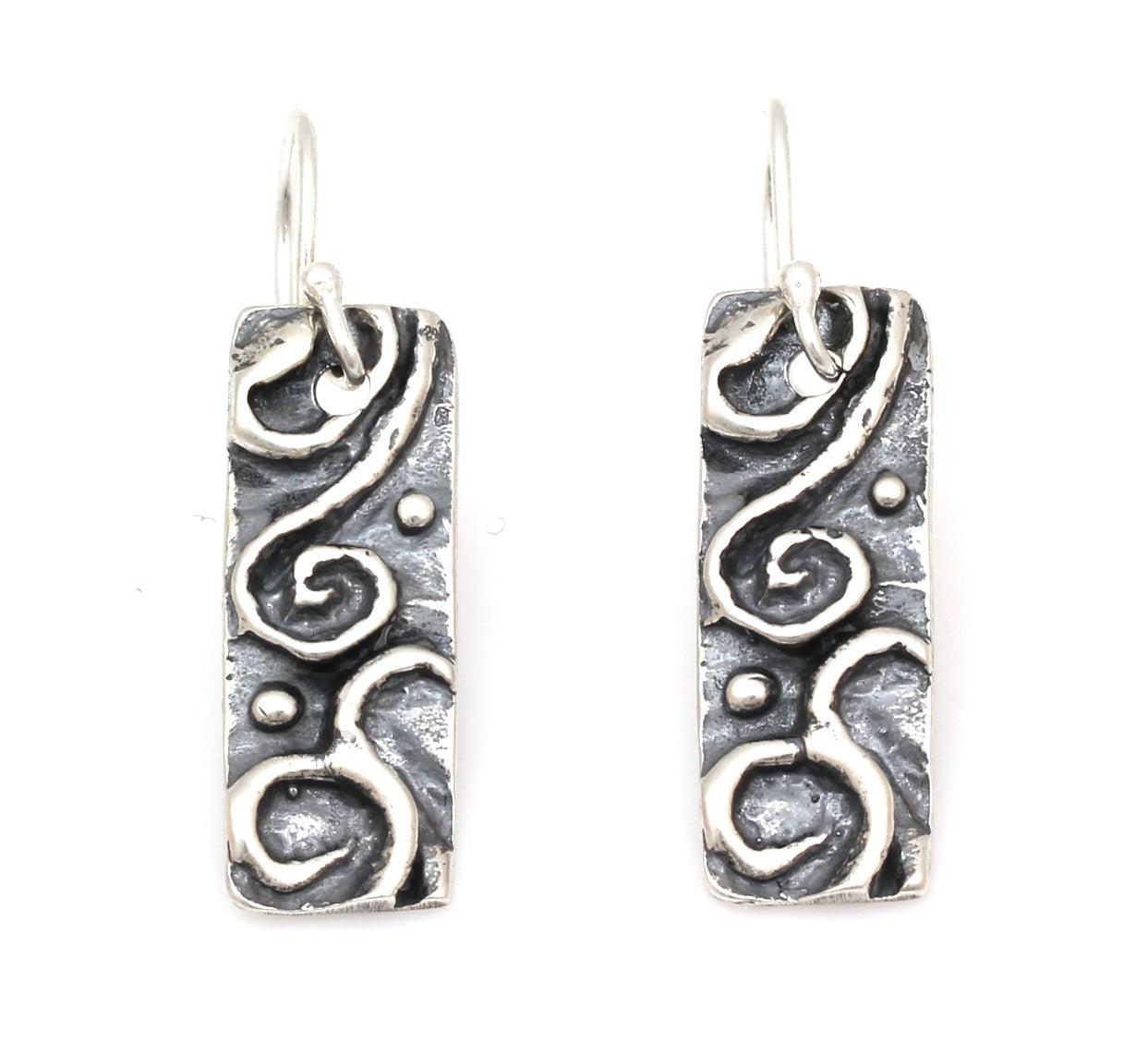 Medium Scroll Silver Dangle Earrings-Jewelry-Pam Springall-Sorrel Sky Gallery