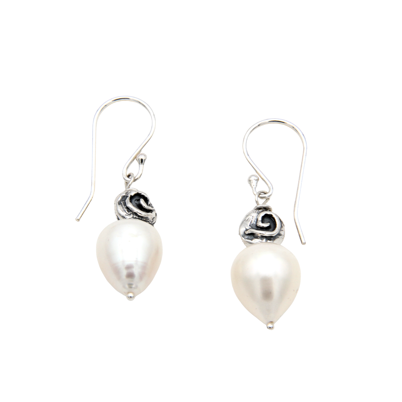 Pearl Rose Dangle Earrings-Jewelry-Pam Springall-Sorrel Sky Gallery