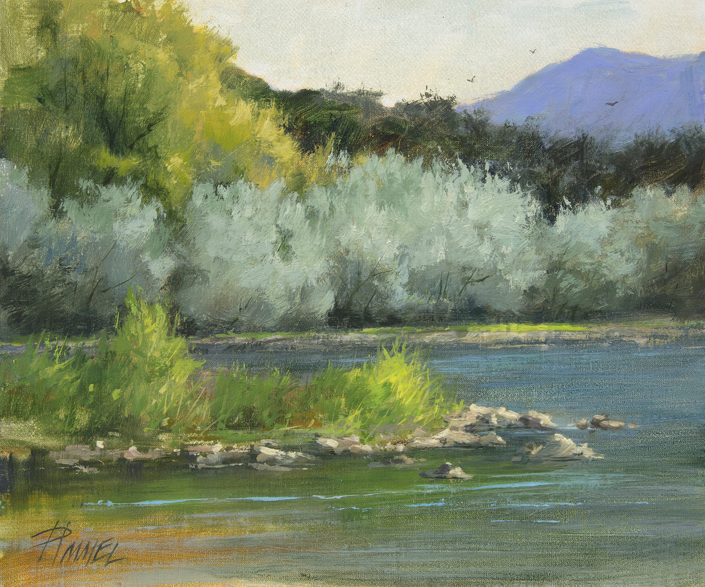 Glorious Greens, Rio Grande-Painting-Peggy Immel-Sorrel Sky Gallery