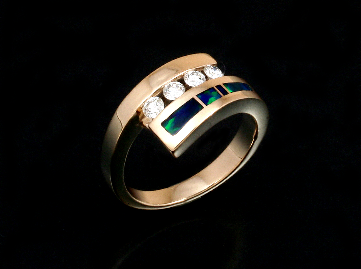 14K Gold Diamond and Opal Ring-Jewelry-Ray Tracey-Sorrel Sky Gallery