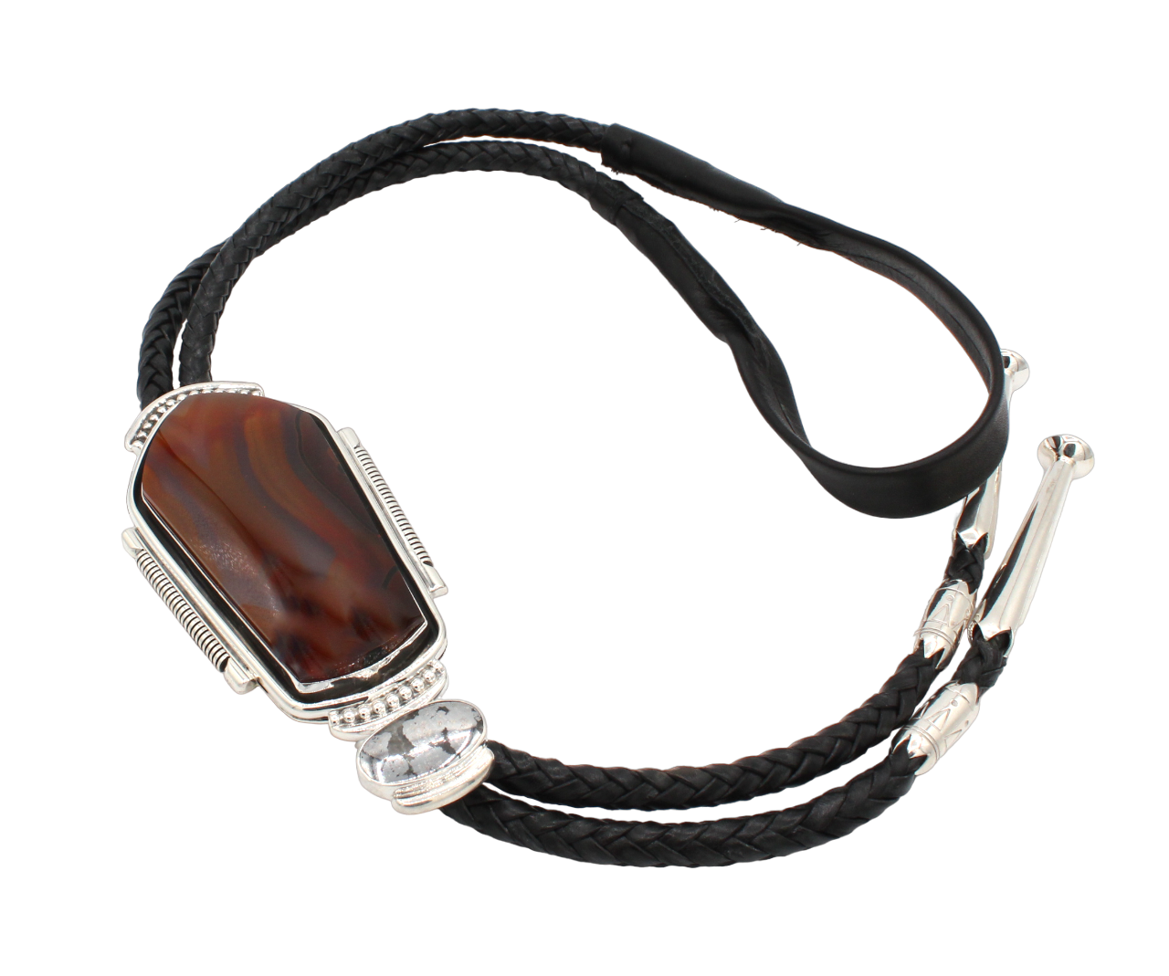 Brazilian Agate Silver Ore Bolo Tie-Jewelry-Ray Tracey-Sorrel Sky Gallery