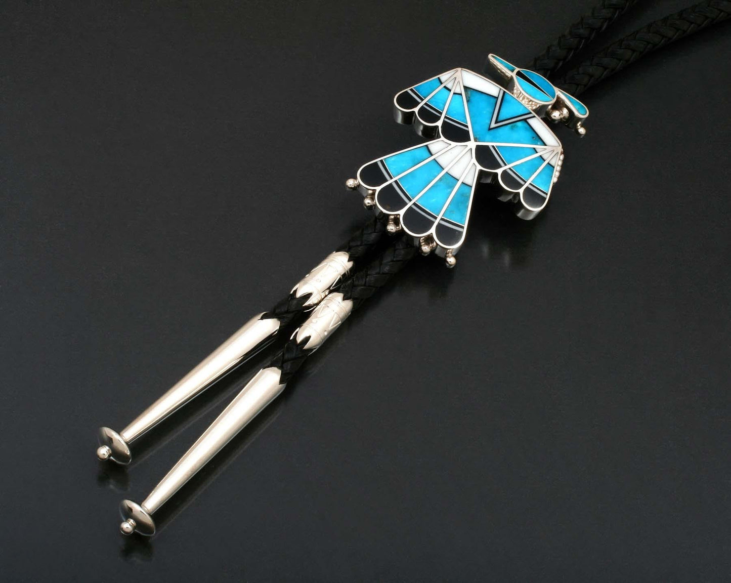 Inlaid Thunderbird Bolo Tie-Jewelry-Ray Tracey-Sorrel Sky Gallery