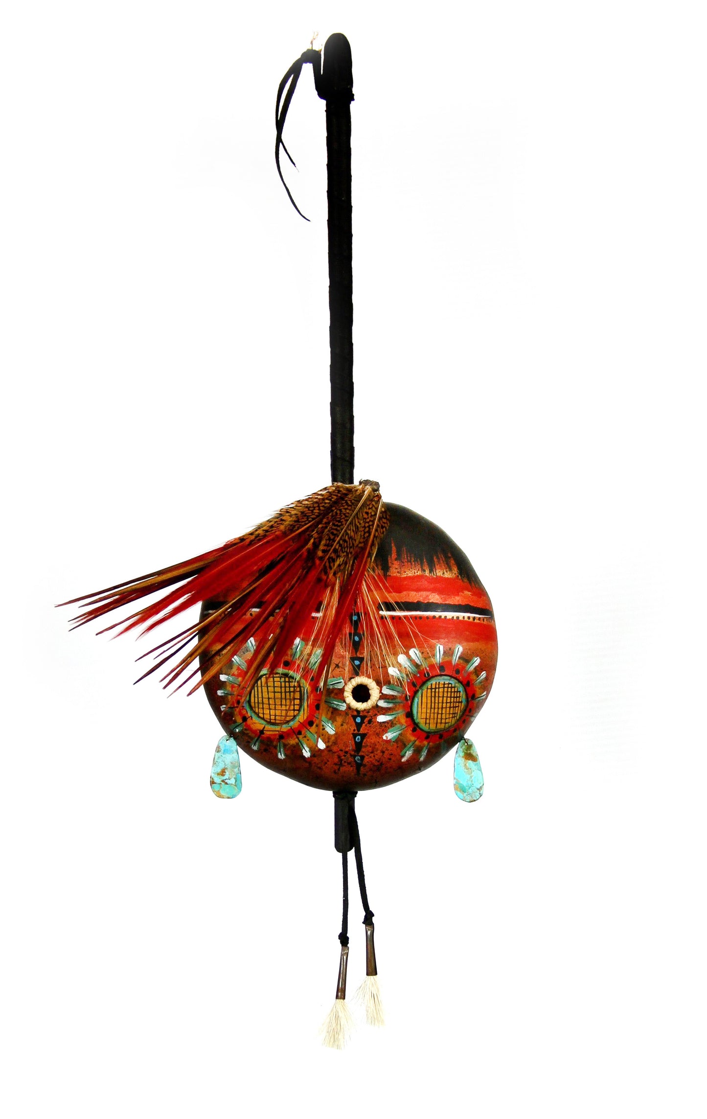 Pheasant Feather Kachina Face Rattle