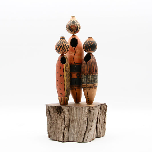 3 Pot Ladies on Wood Stand-Sculpture-Robert Rivera-Sorrel Sky Gallery