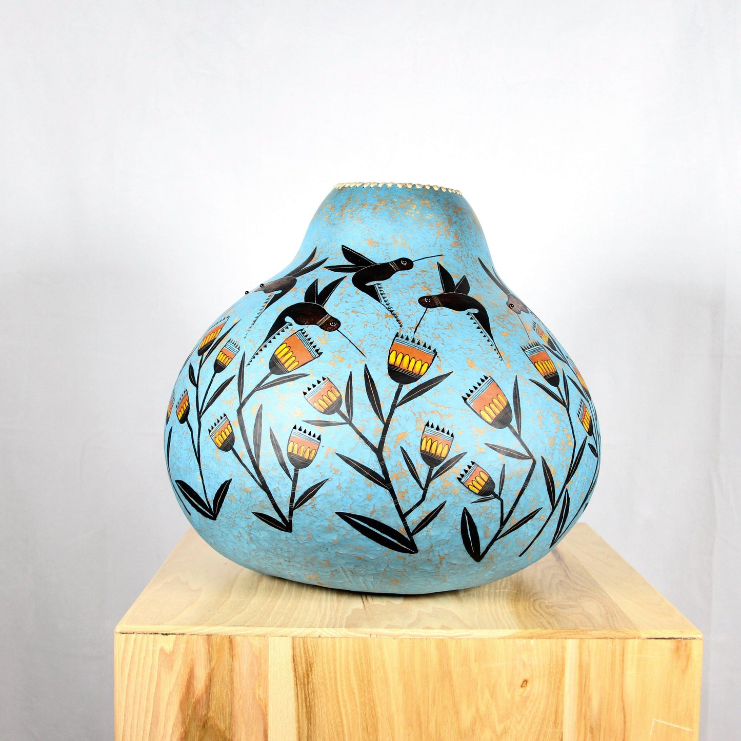 Blue Hummingbird Bowl-Sculpture-Robert Rivera-Sorrel Sky Gallery