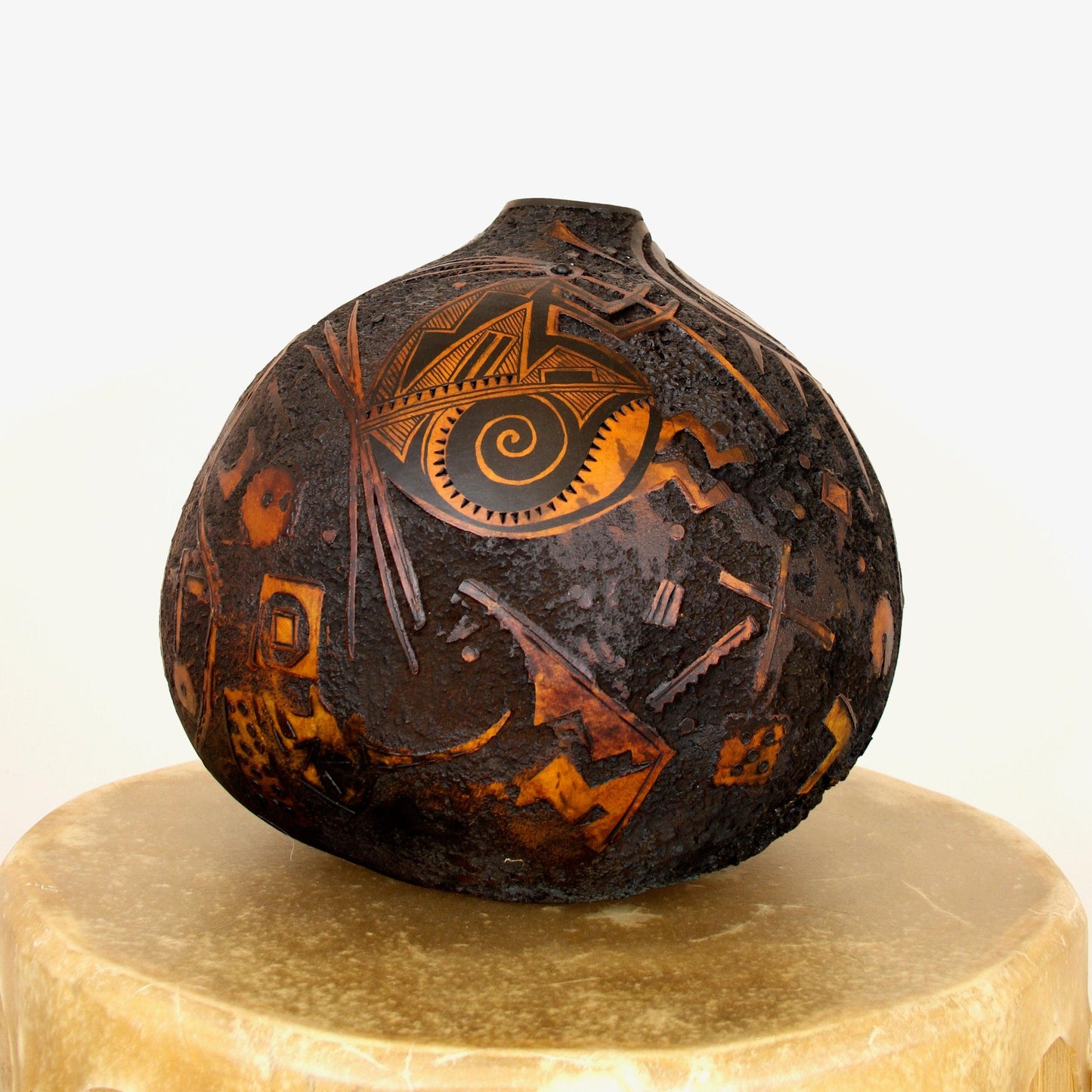 Flute Player/Petroglyph Sandblasted Bowl-Sculpture-Robert Rivera-Sorrel Sky Gallery