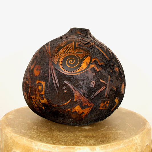 Flute Player/Petroglyph Sandblasted Bowl-Sculpture-Robert Rivera-Sorrel Sky Gallery
