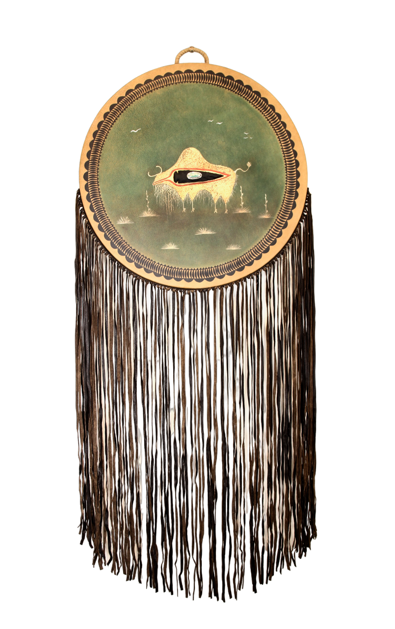 Green Buffalo Drum-Sculpture-Robert Rivera-Sorrel Sky Gallery