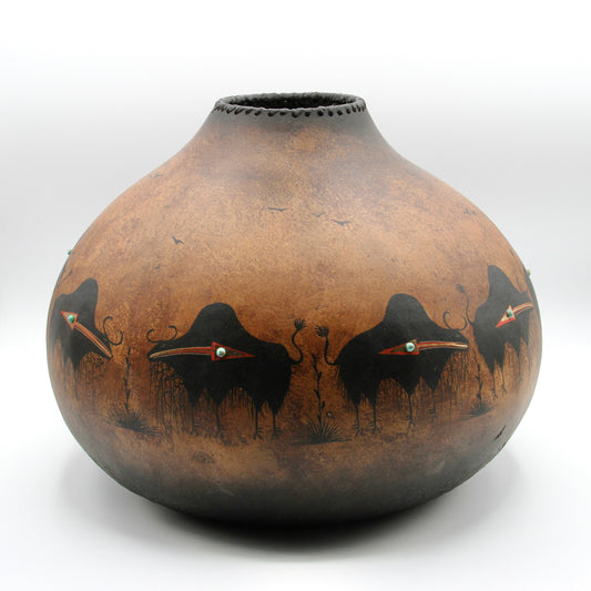 Large Buffalo Gourd Bowl-Sculpture-Robert Rivera-Sorrel Sky Gallery