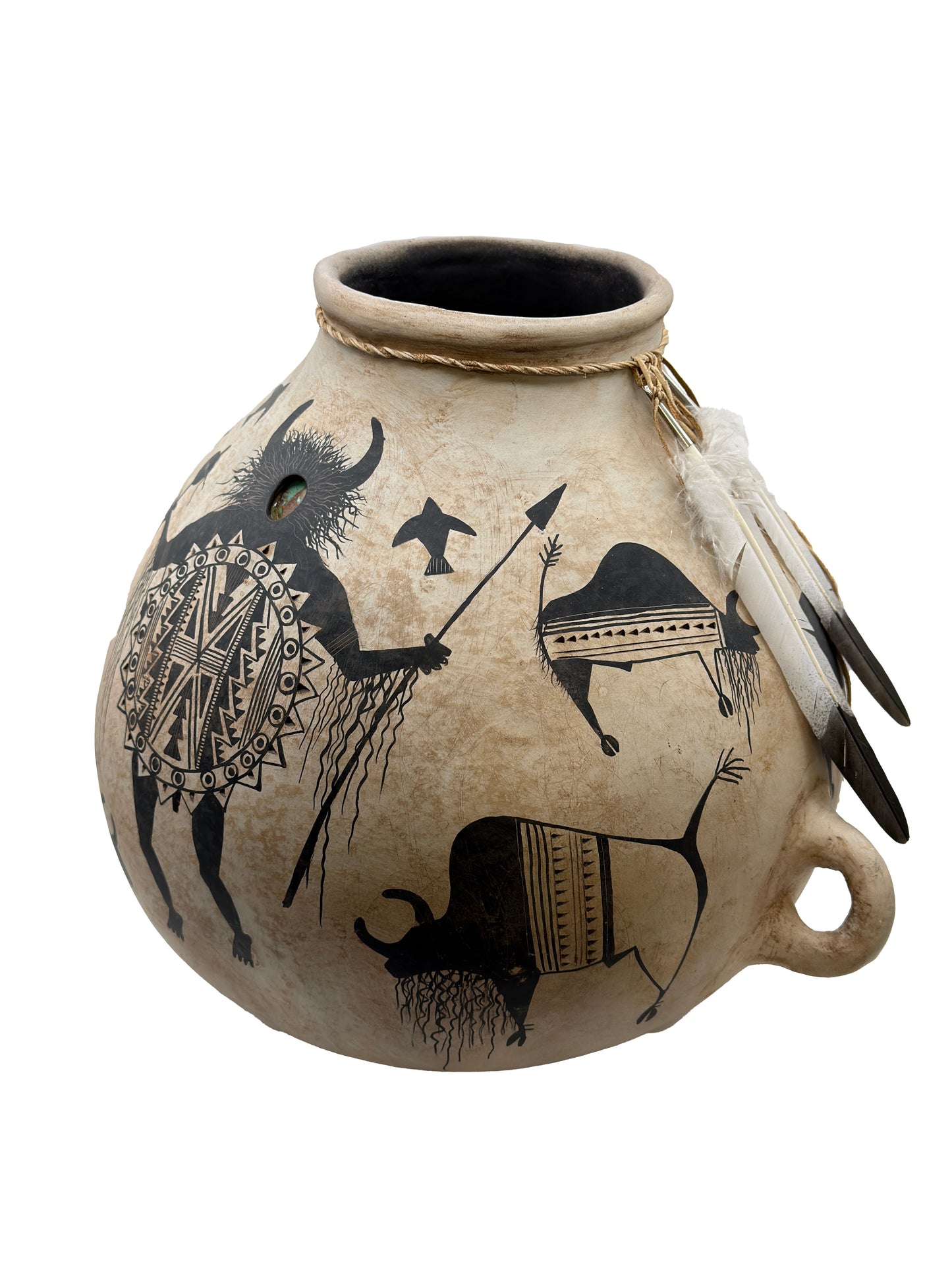 Large Buffalo Warrior Bowl-Sculpture-Robert Rivera-Sorrel Sky Gallery