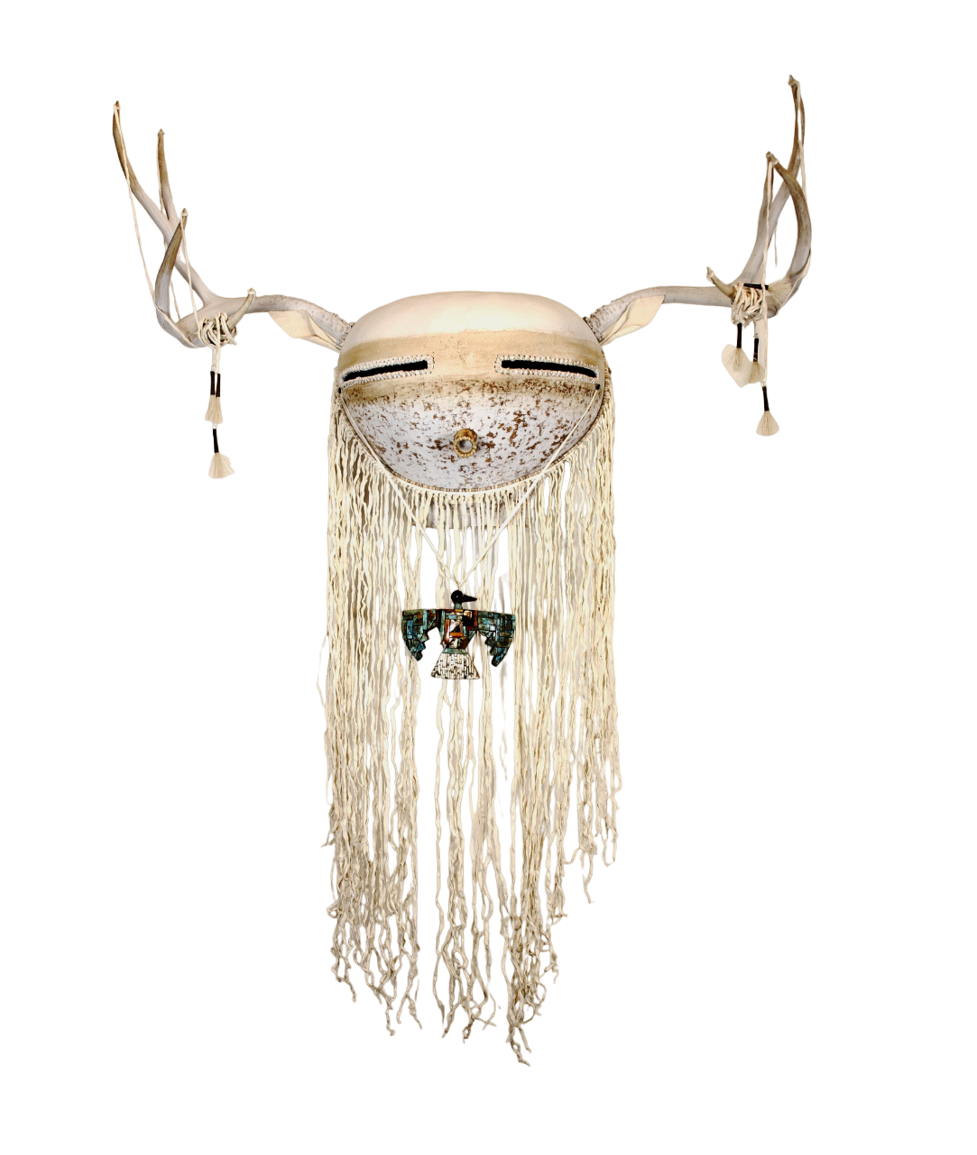 Large White Deer Antler Mask-Sculpture-Robert Rivera-Sorrel Sky Gallery