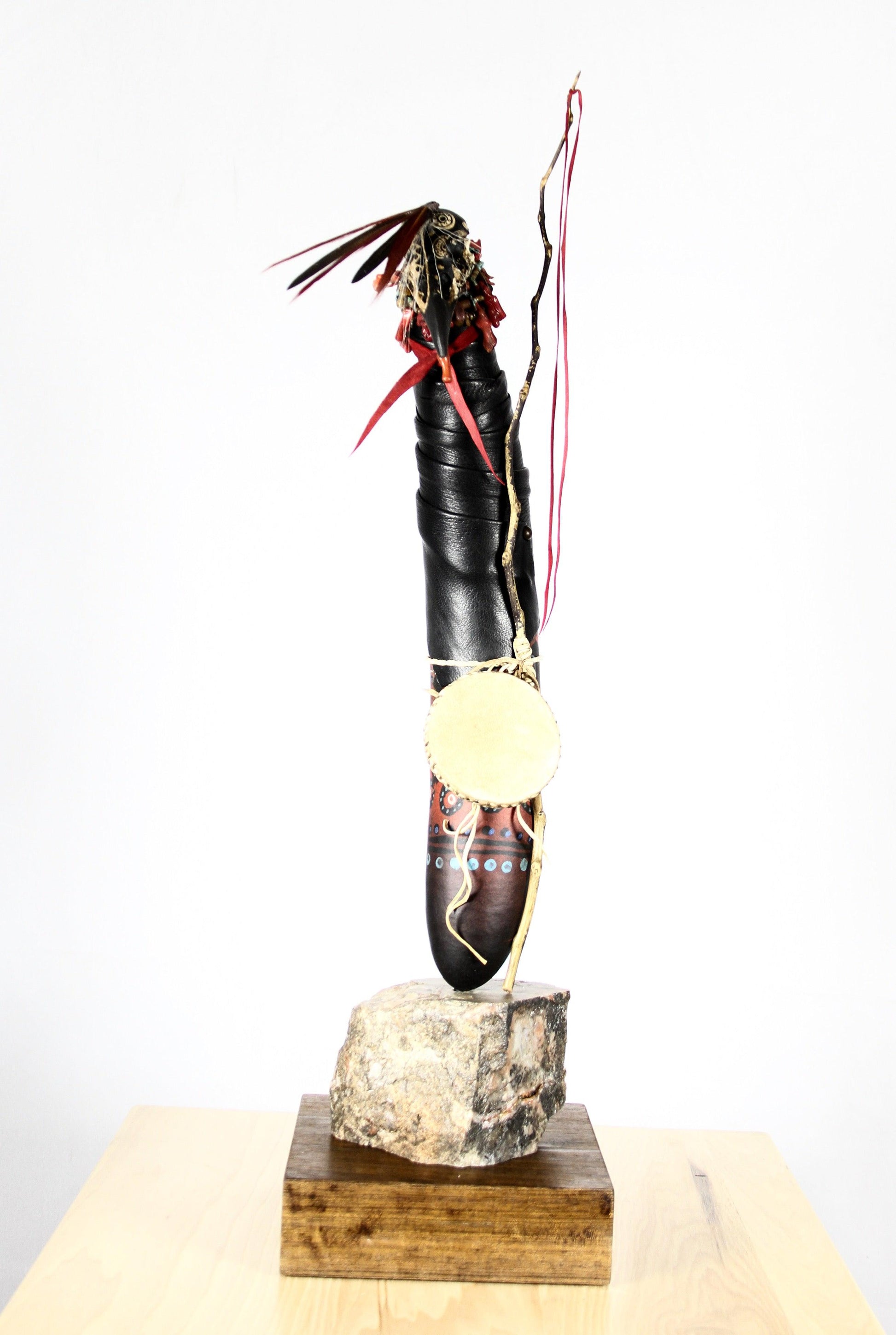 Raven Sculpture on Petrified Wood-Sculpture-Robert Rivera-Sorrel Sky Gallery