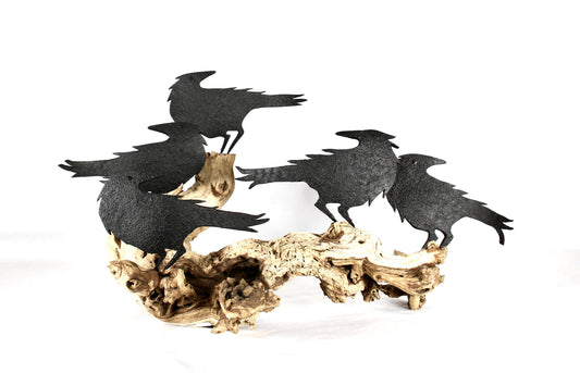 Ravens on Driftwood-Sculpture-Robert Rivera-Sorrel Sky Gallery
