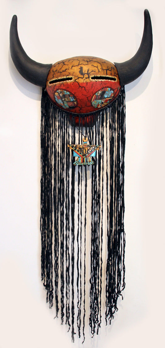 Red Buffalo Mask-Sculpture-Robert Rivera-Sorrel Sky Gallery