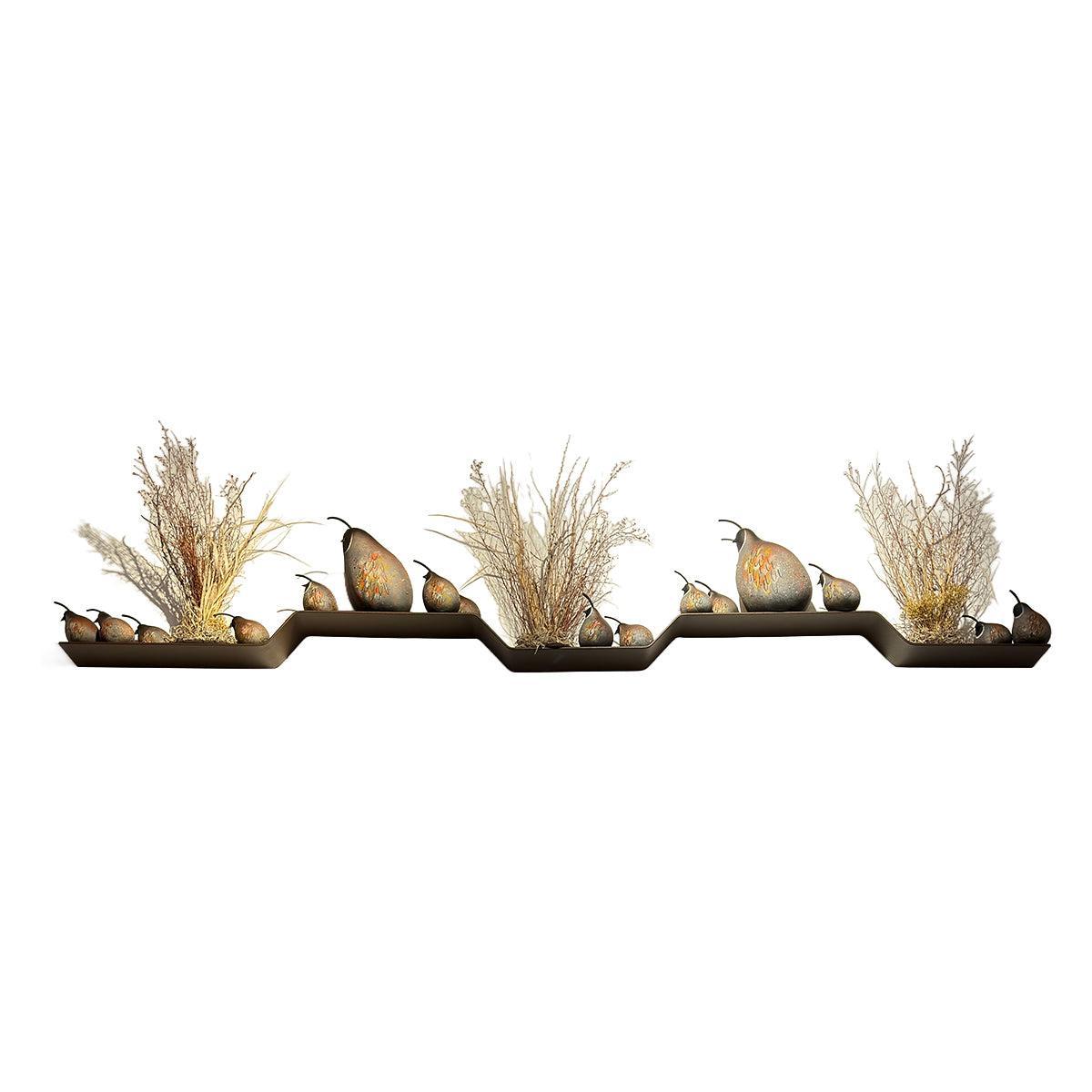 Wall Piece Quail Bumper w/ 16 Quails-Sculpture-Robert Rivera-Sorrel Sky Gallery