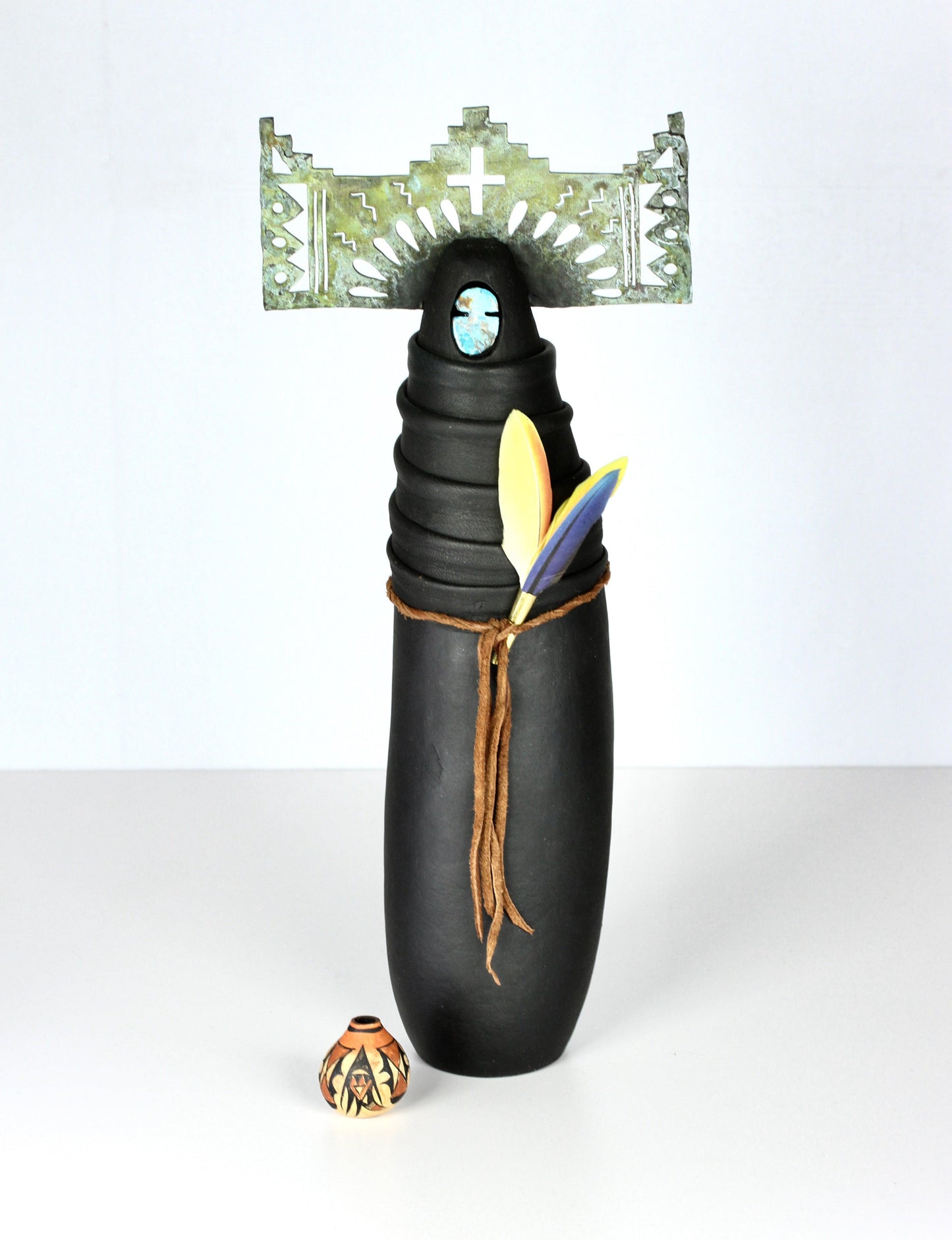 Zuni Lady with Turquoise Face & Feathers