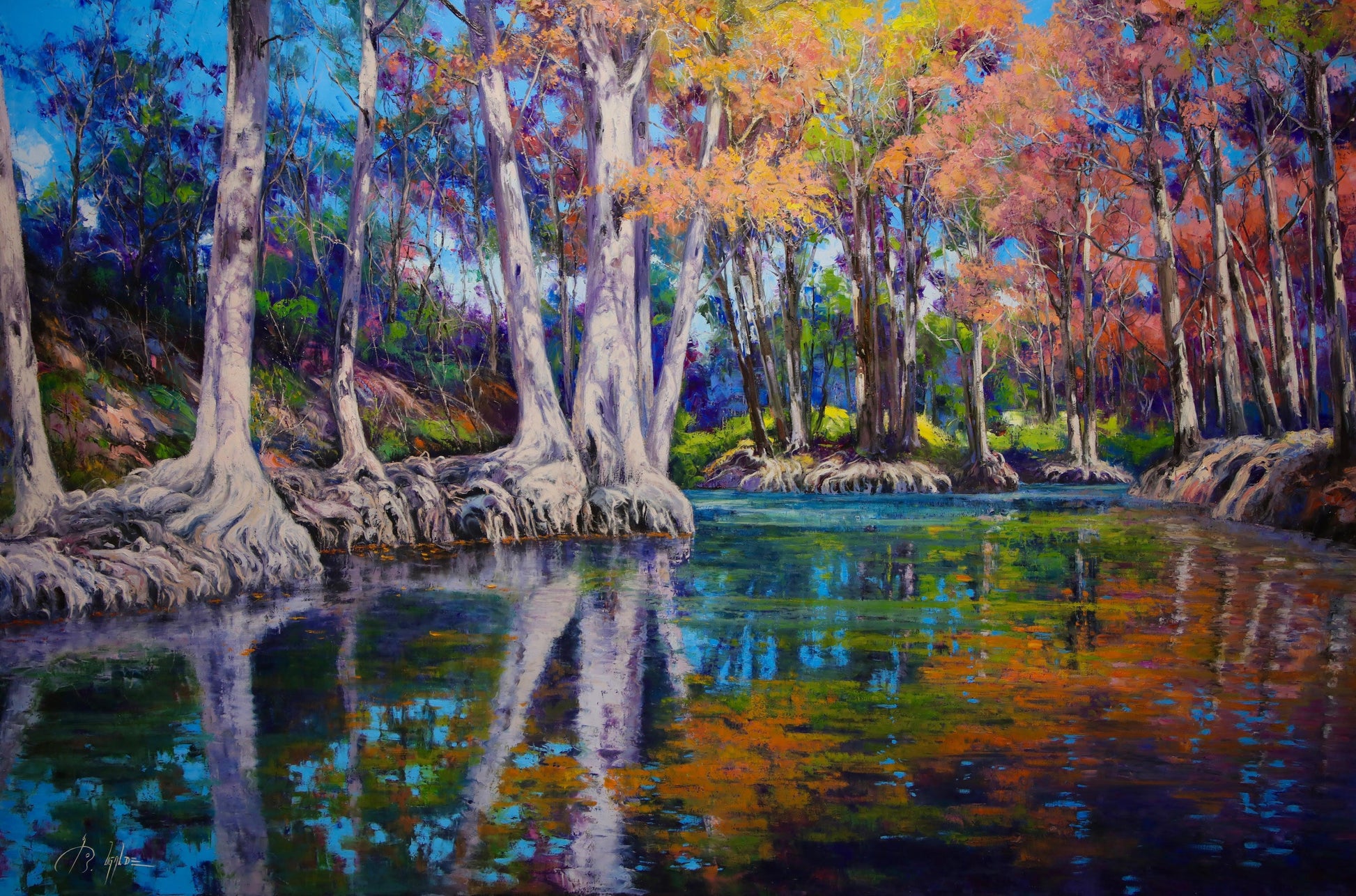 Cypress Reflections l-Painting-Roberto Ugalde-Sorrel Sky Gallery