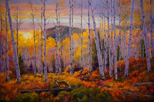 Sunset with Fox-Painting-Roberto Ugalde-Sorrel Sky Gallery