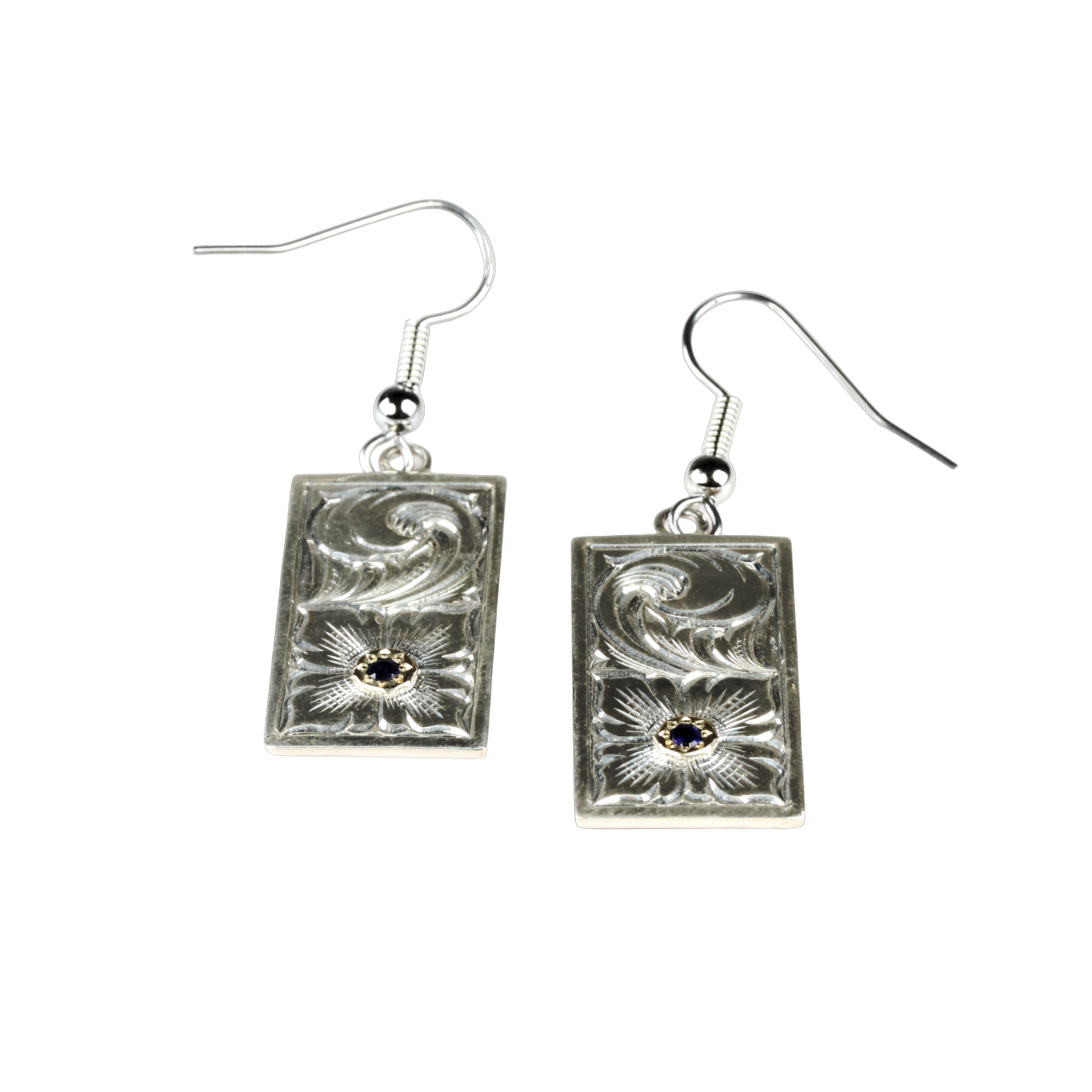 Rectangular Sapphire Earrings-Jewelry-Shane Hendren-Sorrel Sky Gallery