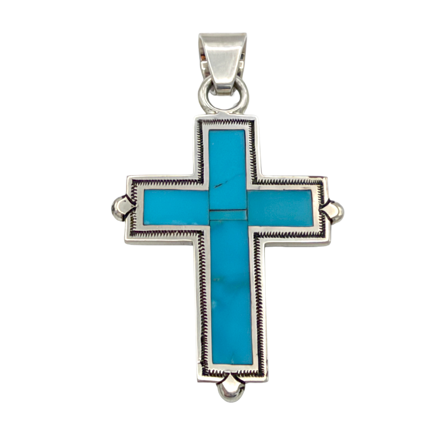 Turquoise Inlaid Cross Pendant-Jewelry-Shane Hendren-Sorrel Sky Gallery