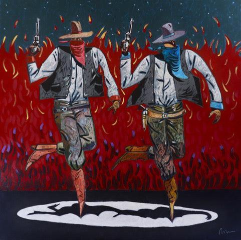 Ballet for Billy the Kid - Escape from the McSween House-Painting-Thom Ross-Sorrel Sky Gallery
