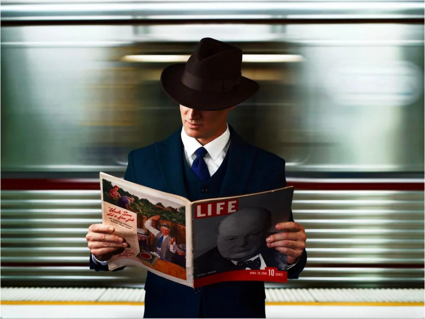 Man in the Train Station-Photographic Print-Tyler Shields-Sorrel Sky Gallery