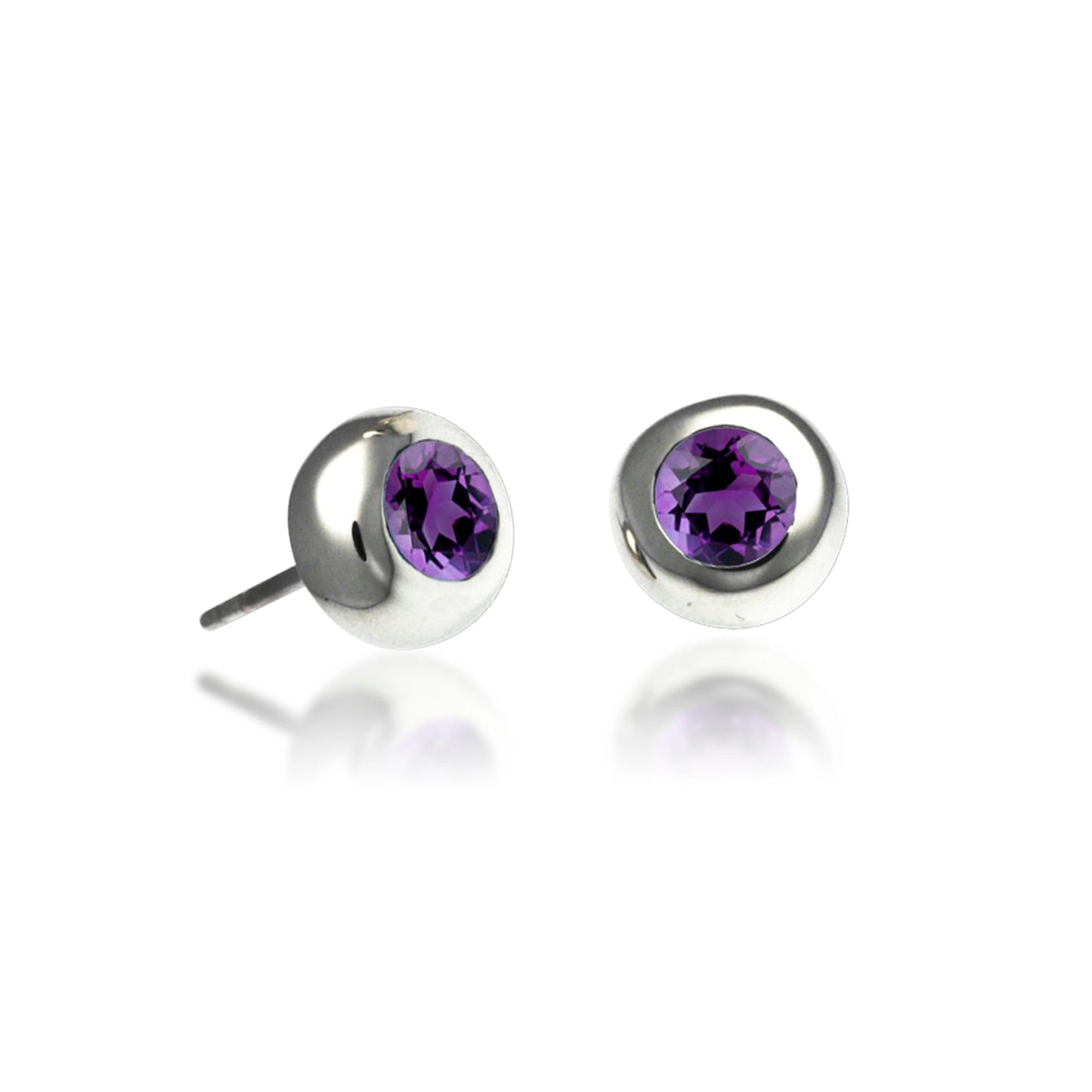 Amethyst Smooth Stud Earrings-Jewelry-Zina Sterling-Sorrel Sky Gallery