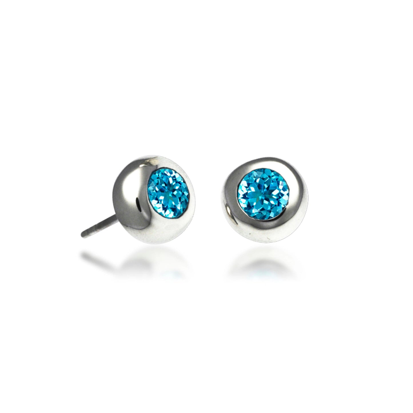 Blue Topaz Smooth Stud Earrings-Jewelry-Zina Sterling-Sorrel Sky Gallery