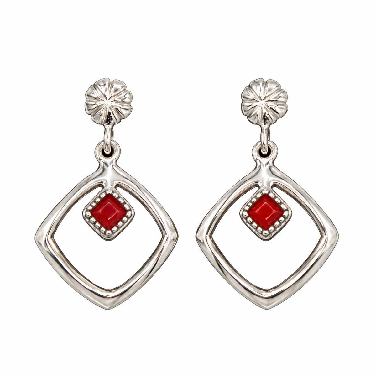 Square with Drop Earrings (Rosarita)-Jewelry-Ben Nighthorse-Sorrel Sky Gallery