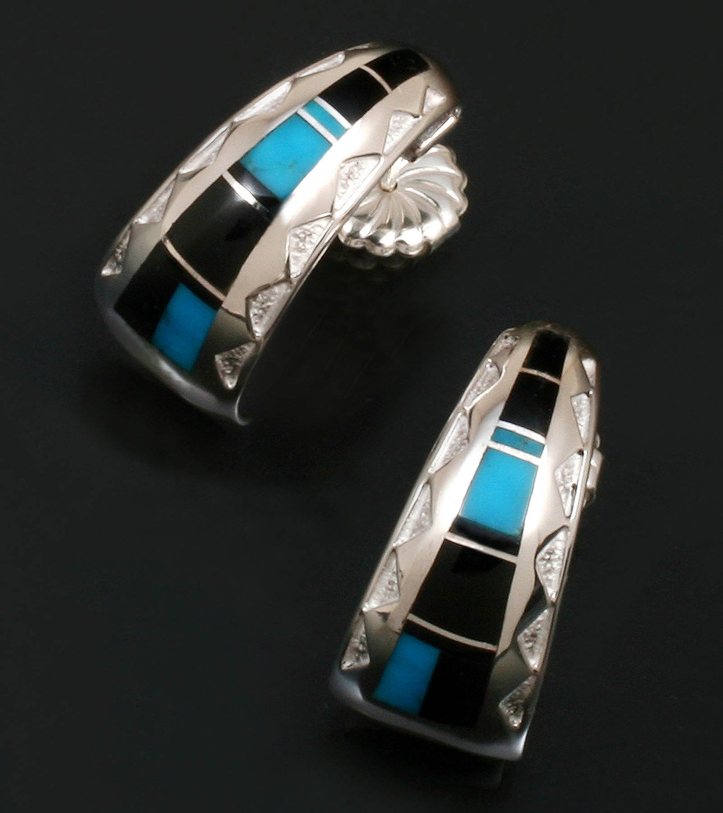 Inlaid Half Hoop Earrings-Jewelry-Ray Tracey-Sorrel Sky Gallery