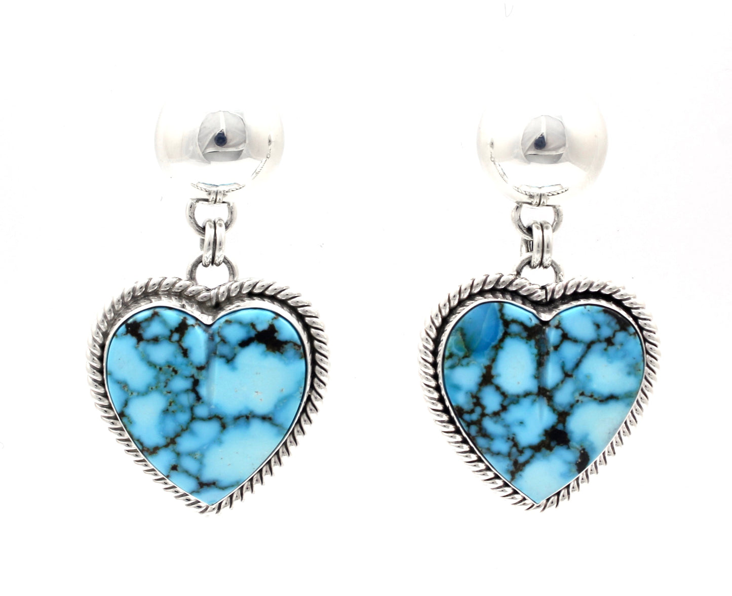 Kingman Heart Drop Earrings-Jewelry-Artie Yellowhorse-Sorrel Sky Gallery